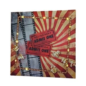 🆕️ NEW Lighted Cinema Movie Night Hanging Canvas Art Twinkle Flashing Lights